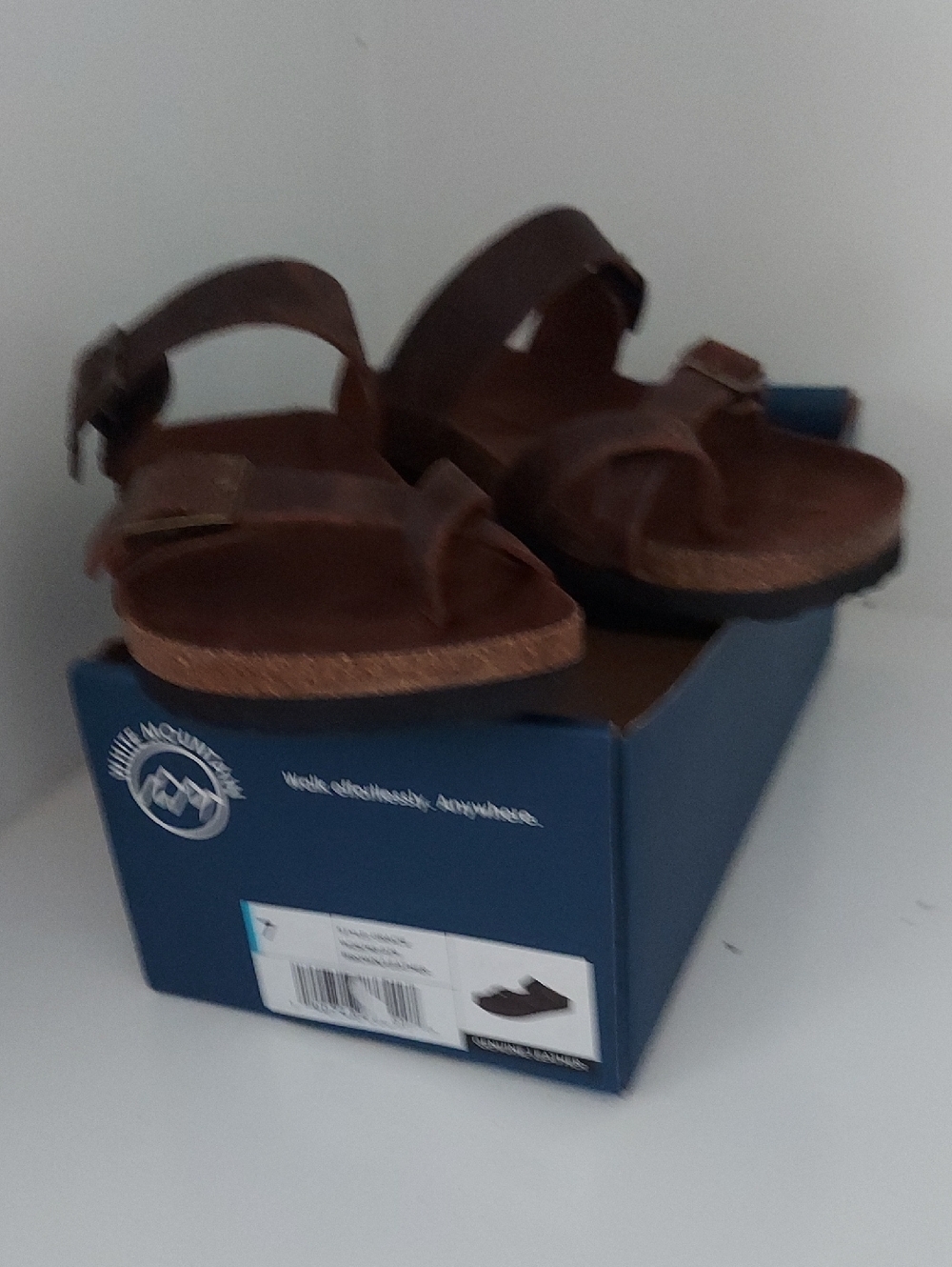 White Mountain Brown Leather Footbed Sandal